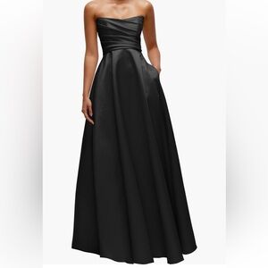 Dessy Collection: Ruched Starless Elegant Black Evening Gown